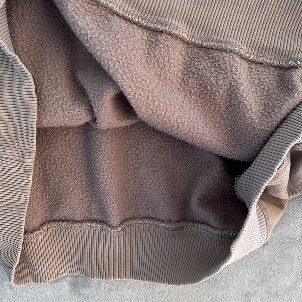 Pink v neckline cropped sweatshirt in mauve brown fleece long sleeves Sz xxl - Picture 8 of 8
